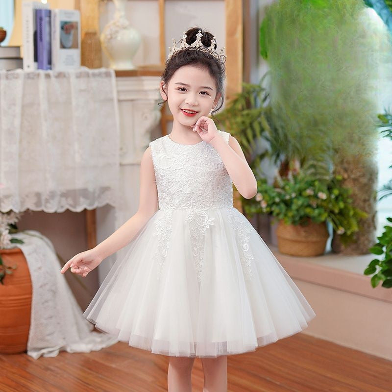 Children's Summer Princess Fashion Puffy White Gauzy Fashionable Vest Super Children's Dress