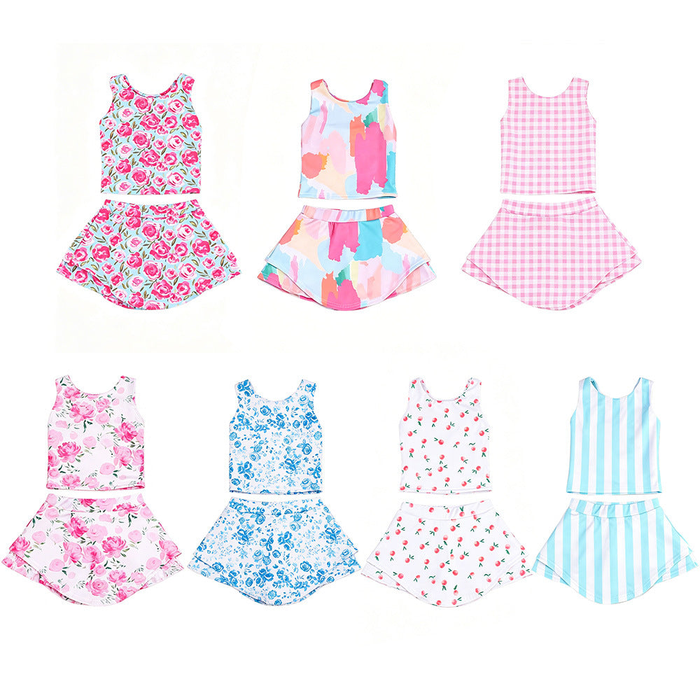 Children's Sports Tennis Skirt Printed Sleeveless Vest Clothing Summer Children's Suit