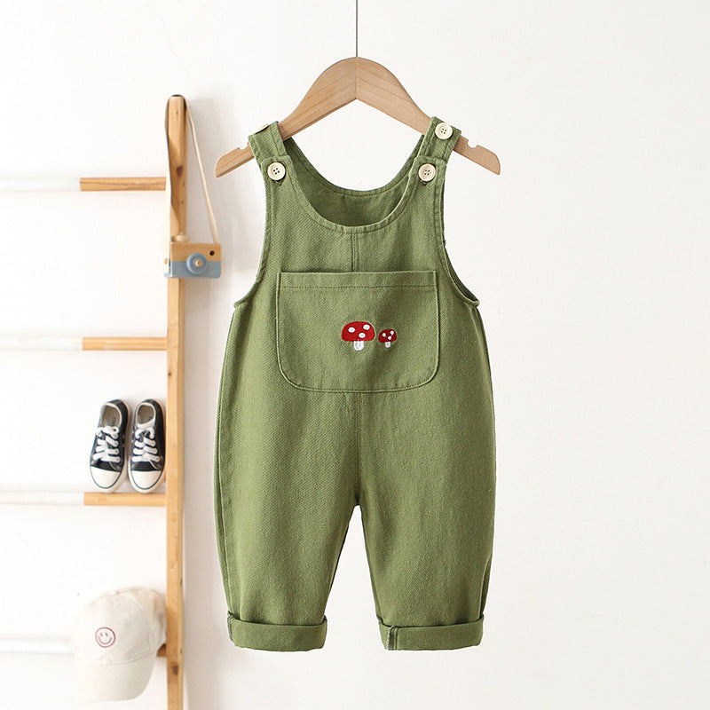 Children's Clothing Spring Korean Style Suspender Toddler Mushroom Children's Pants