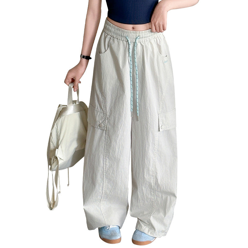 Thin Casual Western Style Overalls Breathable Drawstring Children's Pants
