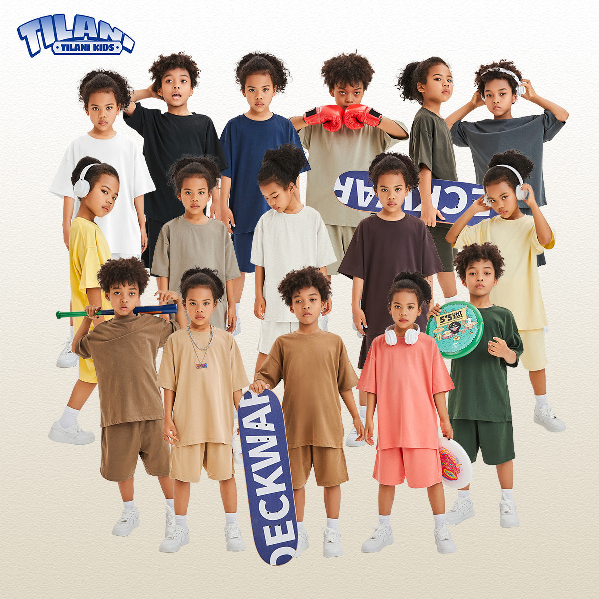 Women's & Men's Clothing Earth Color Heavy Short Sleeved T-shirt Children's Suit