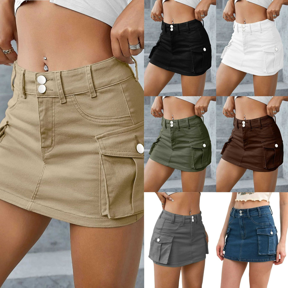 Women's Autumn Style Street Solid Color Low Waist Slim Skirt