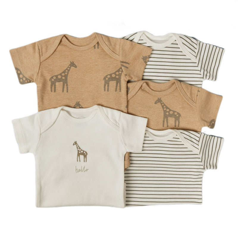 Class Jumpsuit Pure Cotton Summer Short-sleeved Clothes Born Thin Jumpsuit, Climbing Suit