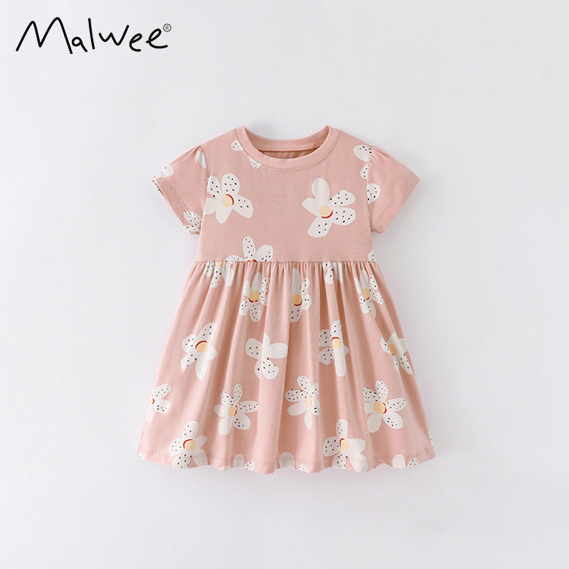 Children's Summer Casual Round Neck Cute Short Sleeve Fashionable Children's Dress