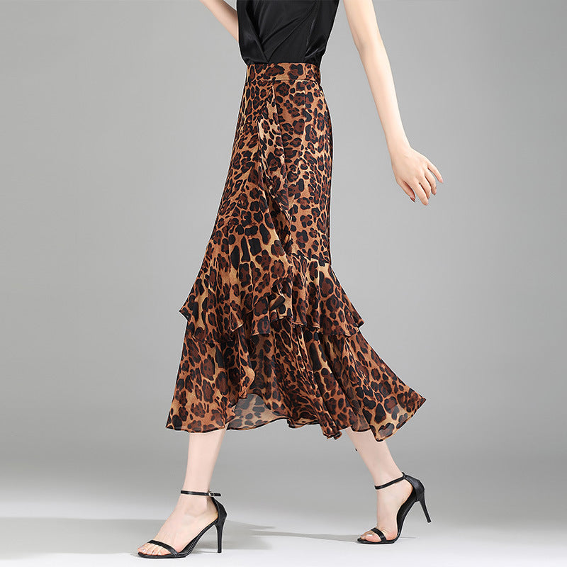 Women's Chiffon High Waist Summer A- Line Mid-length Split Sheath Skirts