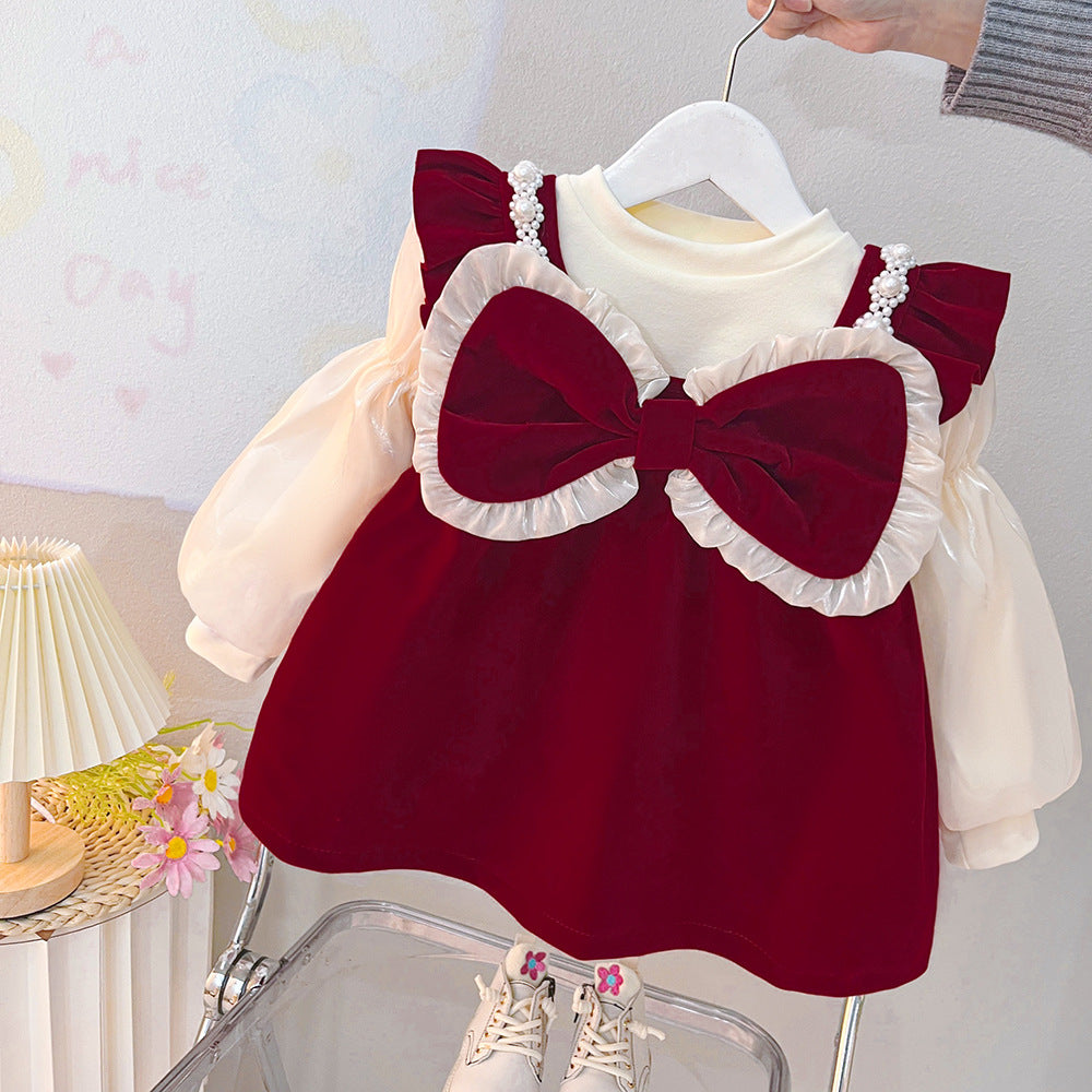 Children's Dress Winter One Year Old Fleece-lined Two-piece Children's Suit