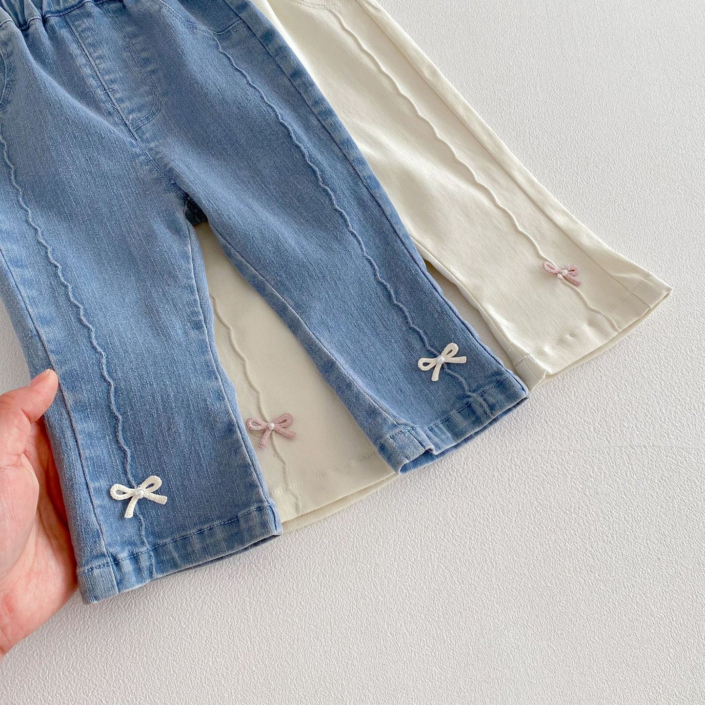 Children's Fashion Jeans Spring Western Style Korean Bow Children's Pants
