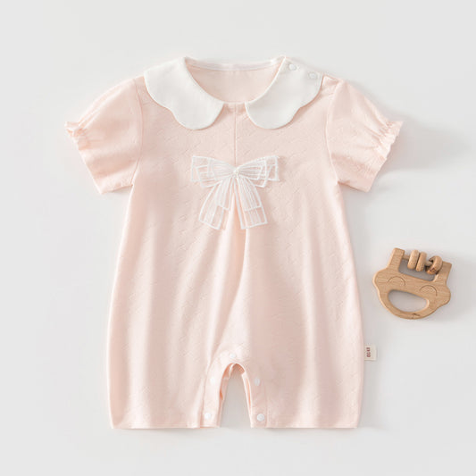 Children's Sleeve Jumpsuit Romper Anyang Clothing Breathable Doll Collar Bow Class Jumpsuit, Climbing Suit
