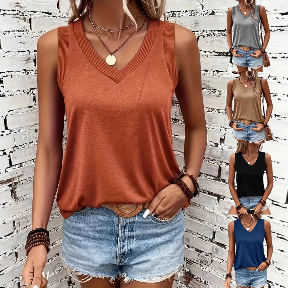 Women's Summer Casual Solid Color Sleeveless Tops