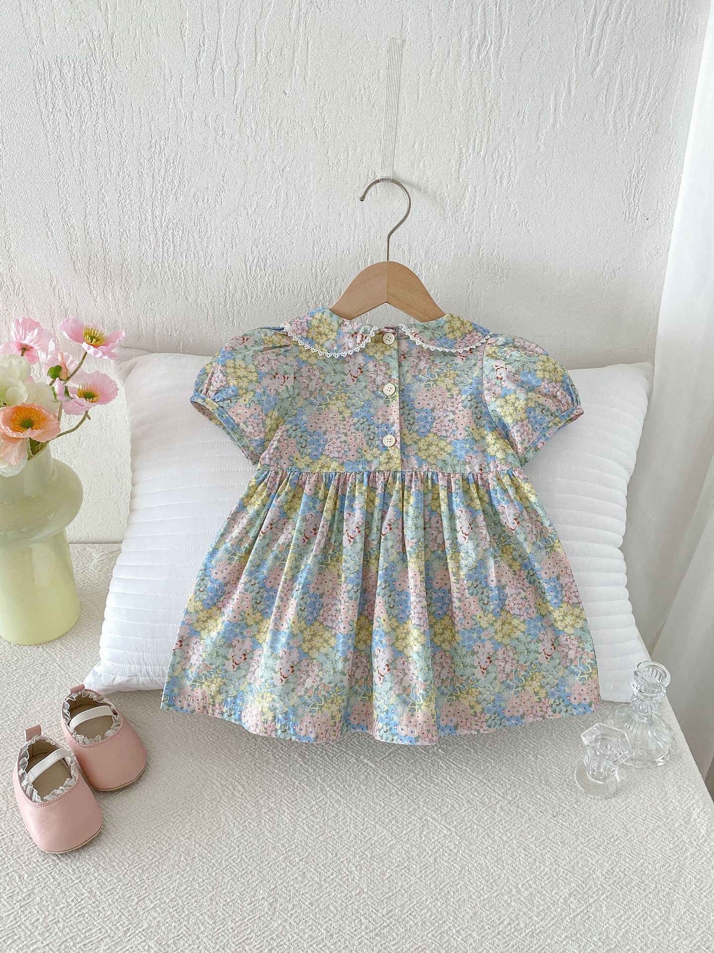 Korean Style Ruffled Floral Princess For Children's Dress