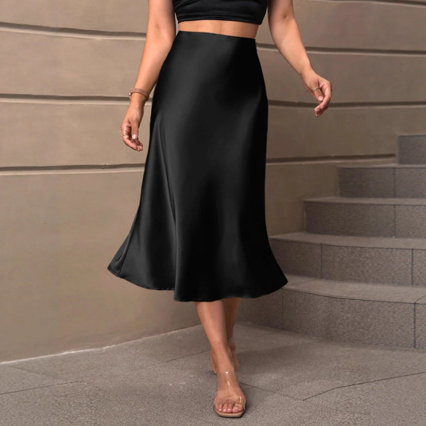Women's Summer Fashion Satin High Waist Skirt