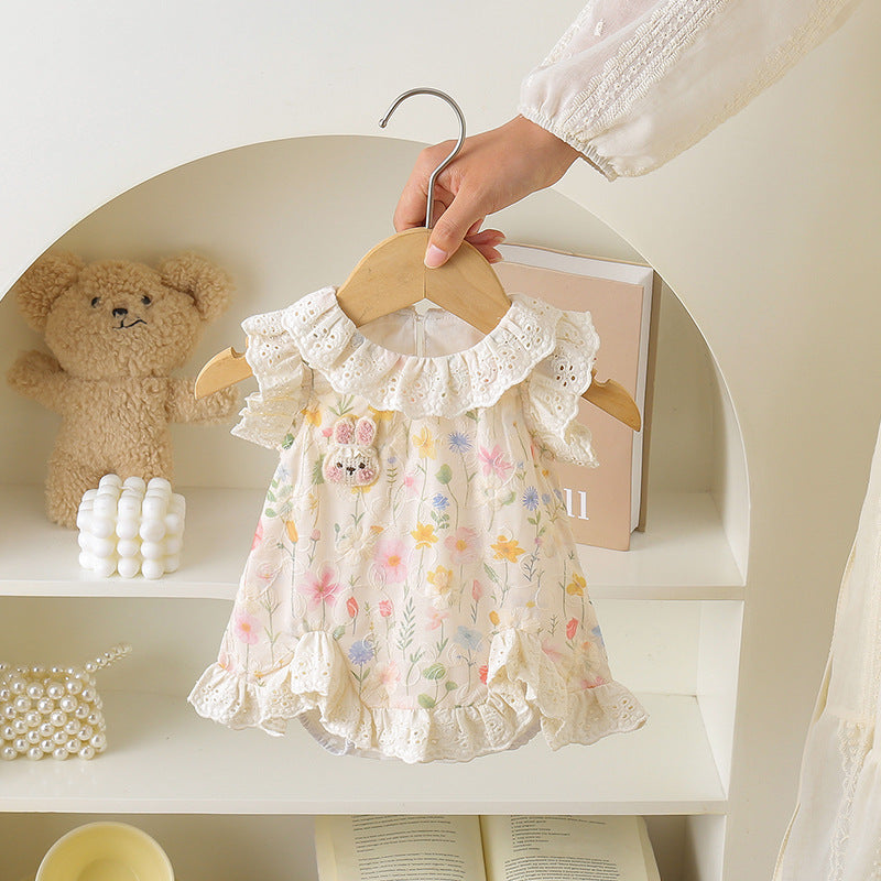 Days Old One Year Super Cute Lace Bunny Bloomer Jumpsuit, Climbing Suit