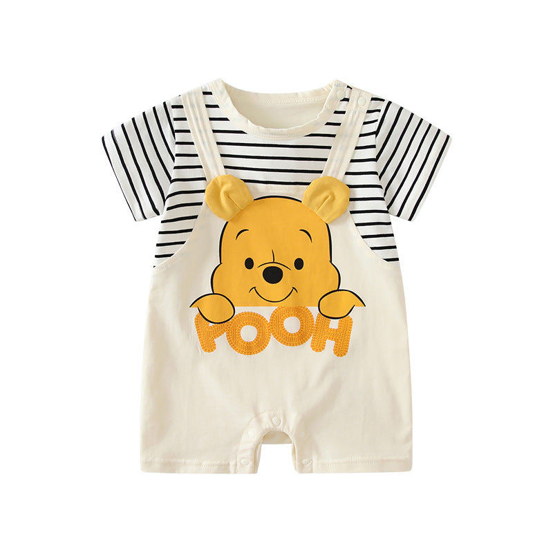 Summer Fake Two Pieces Boys Striped Jumpsuit, Climbing Suit