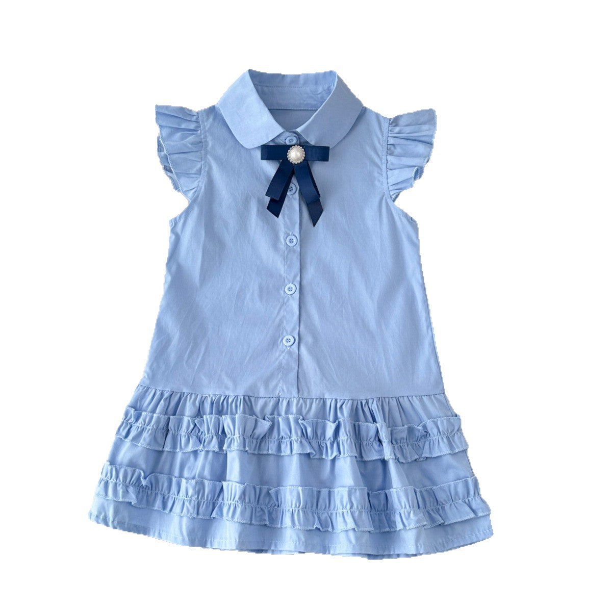 Children's Summer Flounced Sleeve Vest Little College Style Children's Dress