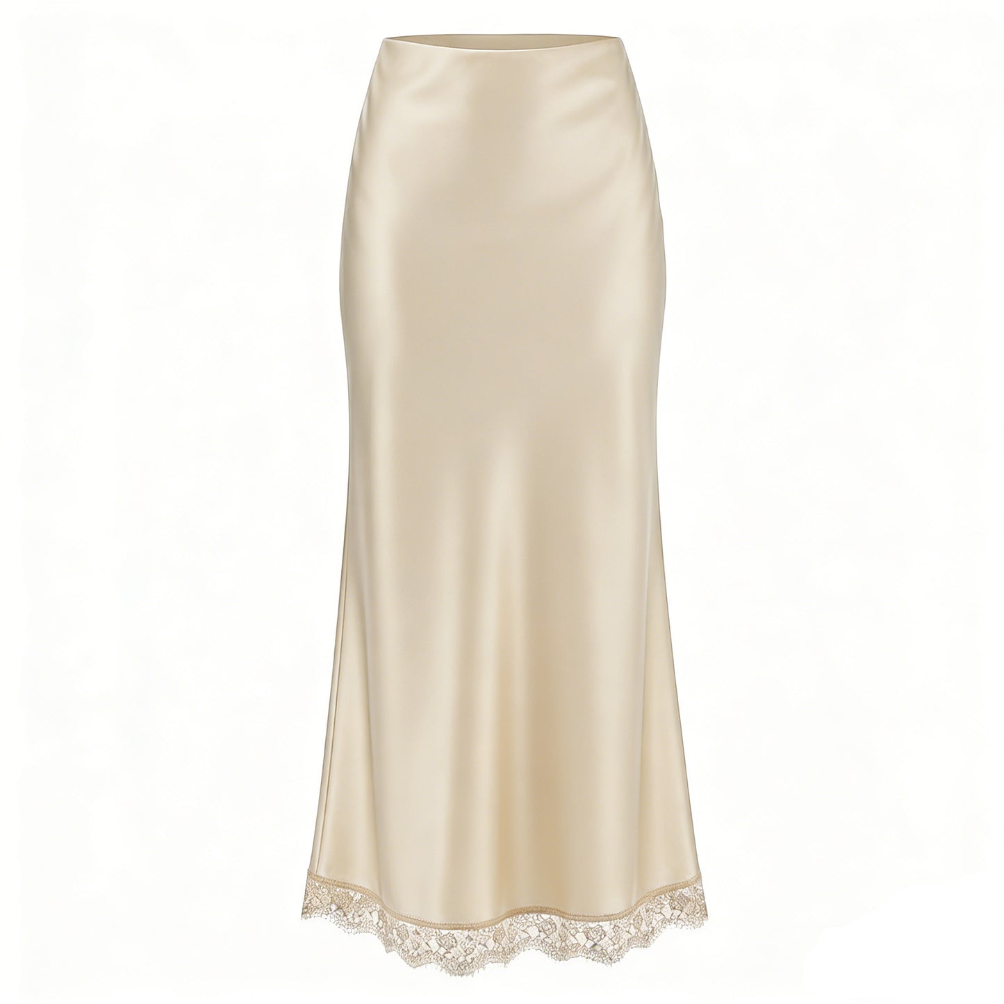 Lace Satin High Waist Elastic A- Skirts