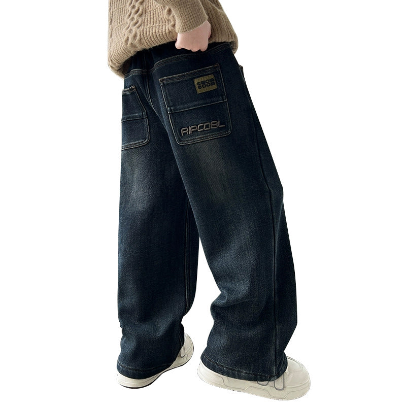 Children's Loose Jeans Plus Size Green Little Children's Pants