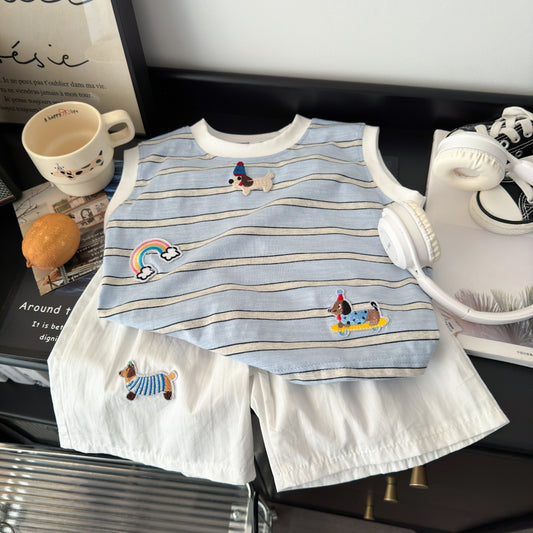 Children's Korean Fashionable Stylish Casual Loose Cartoon Puppy's Children's Suit