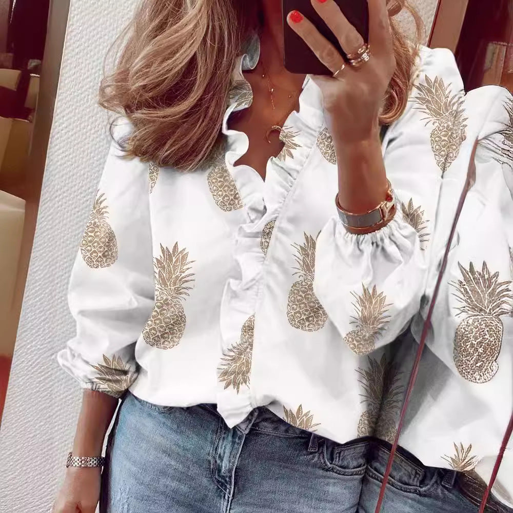 Versatile Classy Women's Long Sleeve Ruffle Blouse