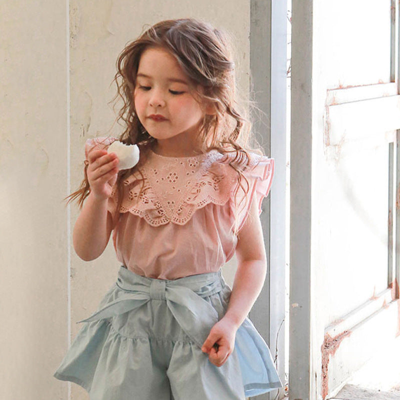 Children's Summer Strawberry Shan Clothing Ruffles Cotton Children's T-shirt