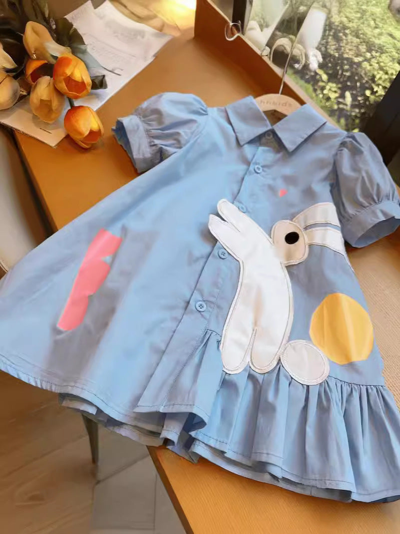 Korean Style Shirt Little Cute Bunny Short Children's Dress