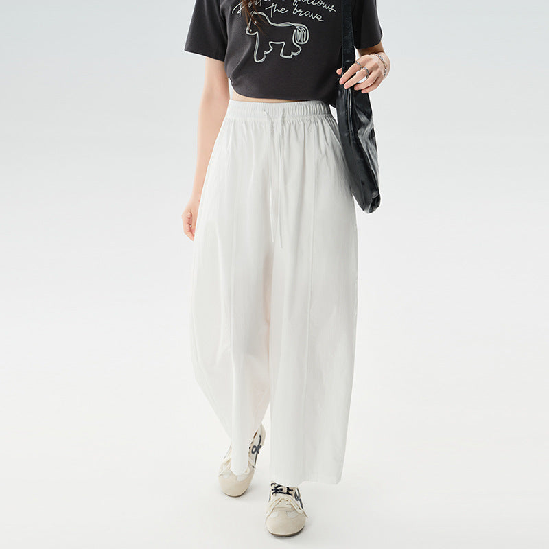 Women's Summer Thin Small Cropped Loose Idle Wide Casual Pants