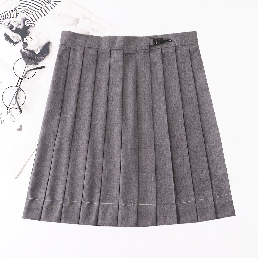 Pleated Orthodox Solid Color High Waist Skirt