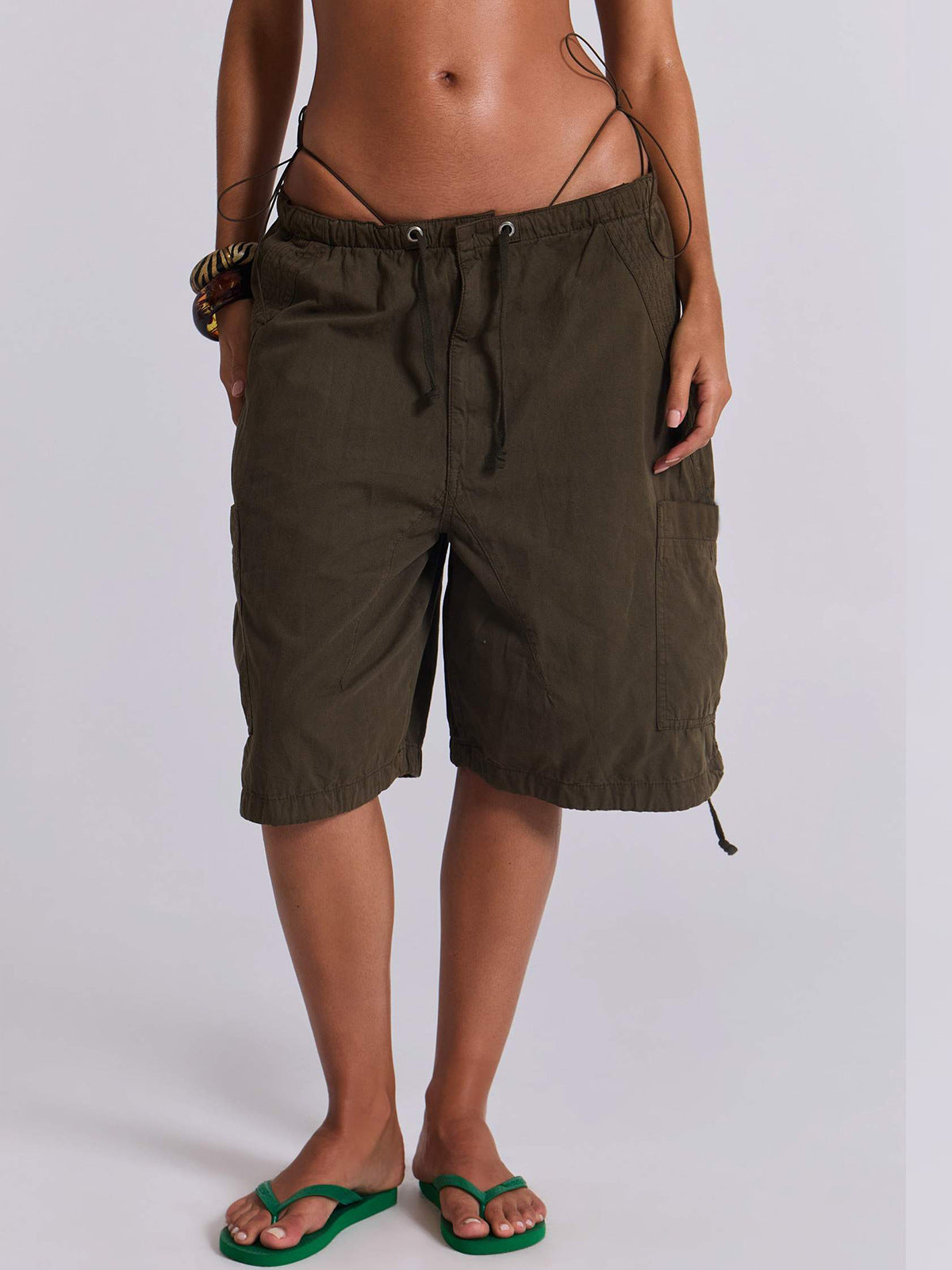 Women's Casual Drawstring Design Versatile Large With Pocket Pants