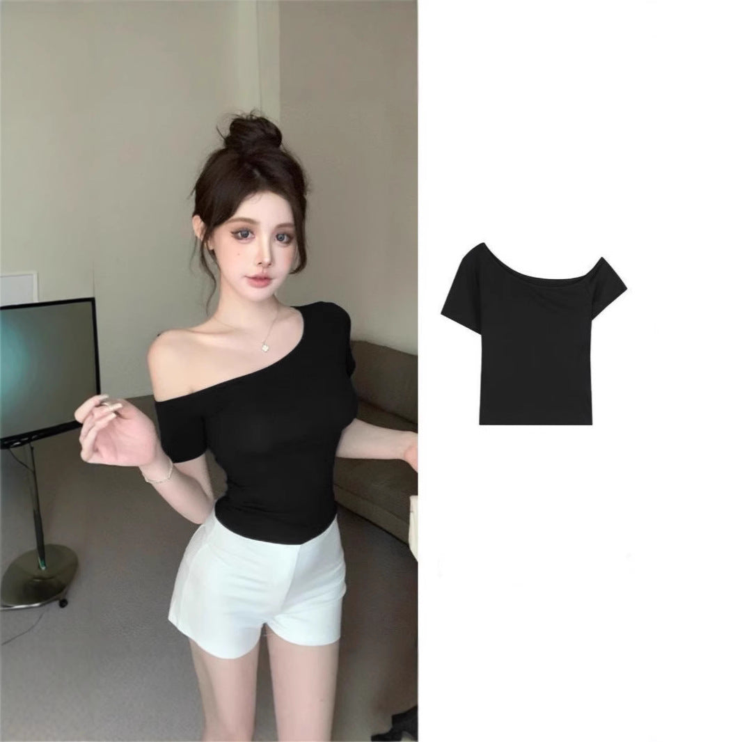 Style Elegant Sexy Hot Exposed Shoulder Sleeve Slim Shorts