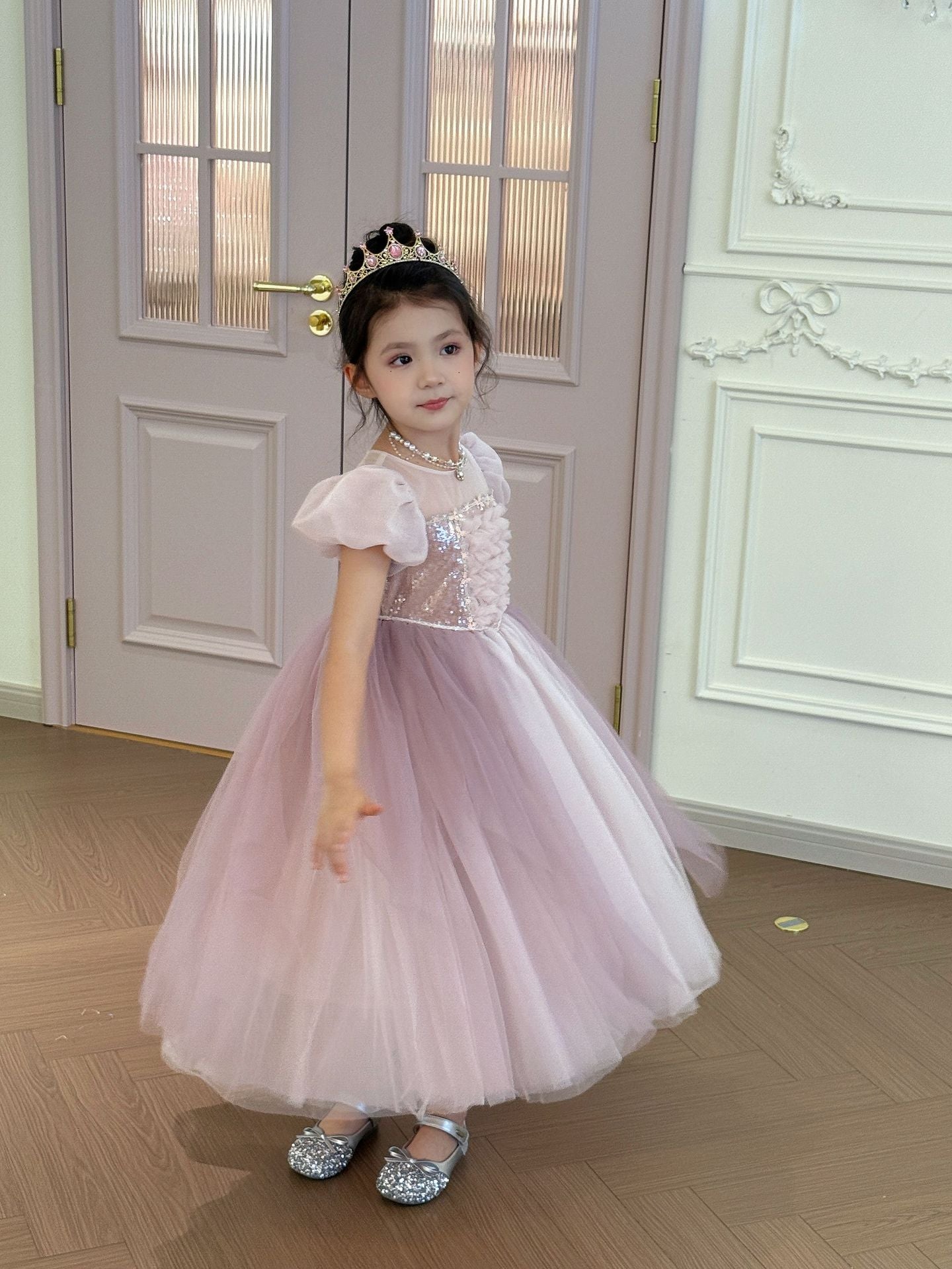 Children's Birthday Bubble Princess Autumn Luminous Gauze Children's Dress