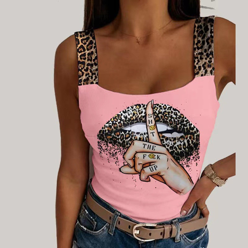 Classy Women's Sexy Camisole Lip Printings Vests