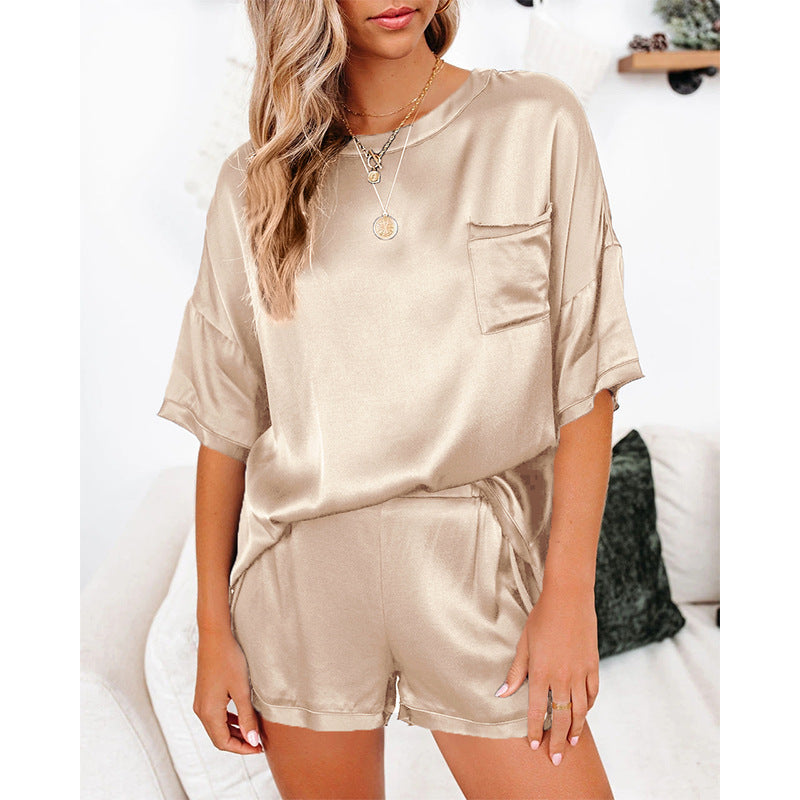 Solid Color Chiffon Pajamas Loose Two-piece Suits