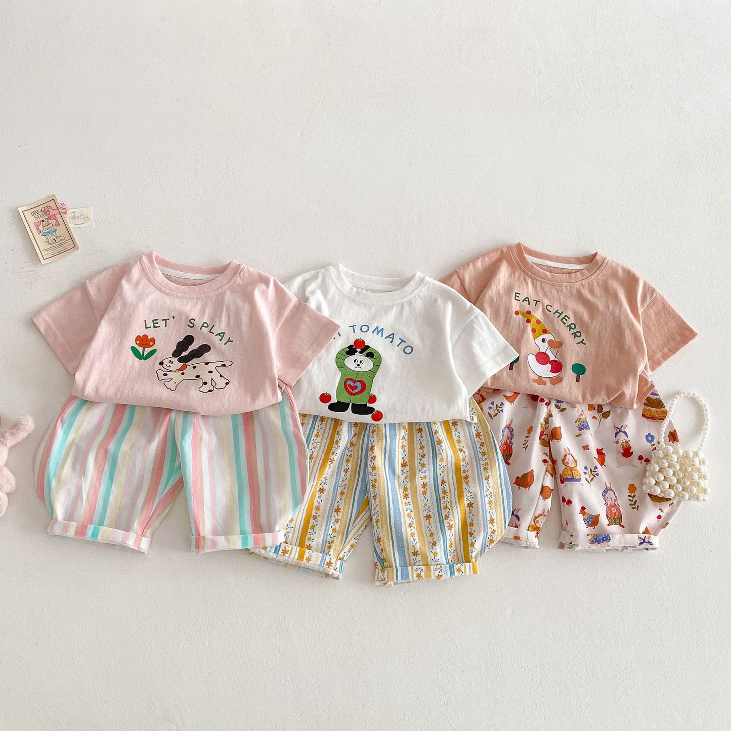 Children's Right Summer Western Style Striped Floral Children's Pants