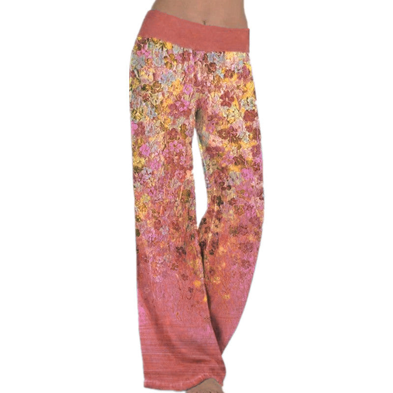 Women's Loose Positioning Printed Yoga Sports Trousers Casual Pants