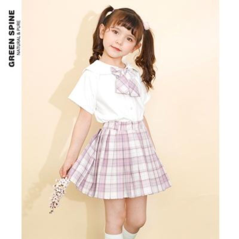 Children's Uniform Summer College Short-sleeved White Shirt Children's Suit