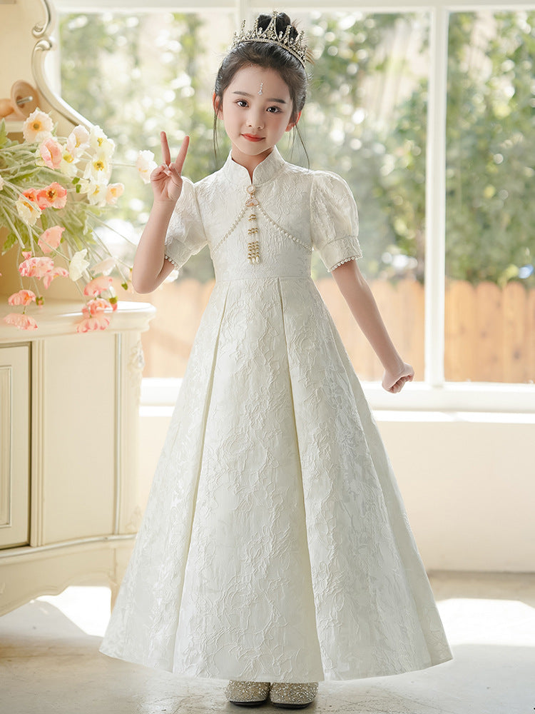 Children's Light Luxury Minority White Chinese Piano Children's Dress