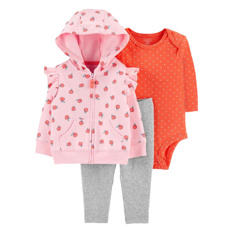 Women's & Men's Clothing Sweater Jacket Hooded Long-sleeved Romper Three-piece Children's Suit