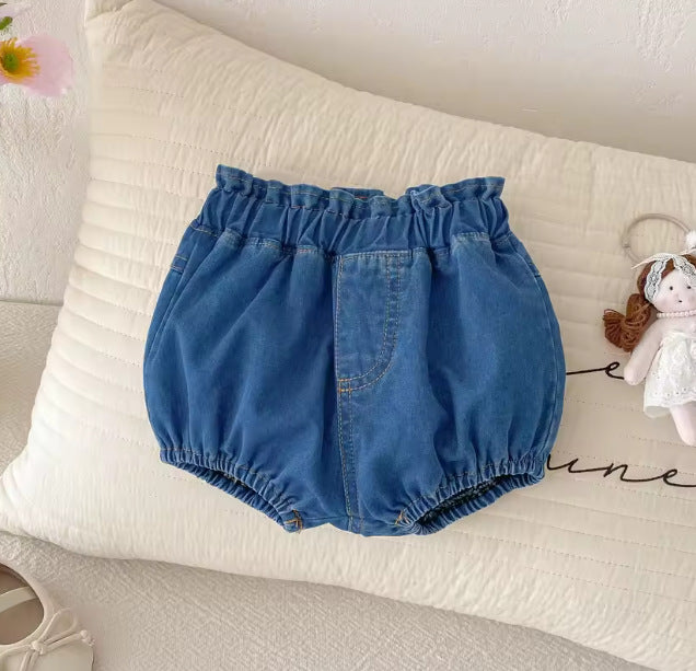 Children's Summer Korean Style Denim Shorts Male Female Front Pocket Large Children's Pants