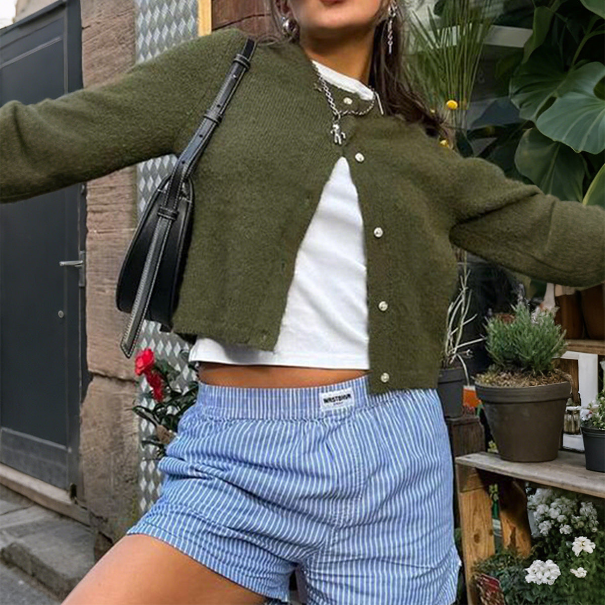 Women's Casual Simple Style Long-sleeved Woolen Small Vest/suspenders/tube Top