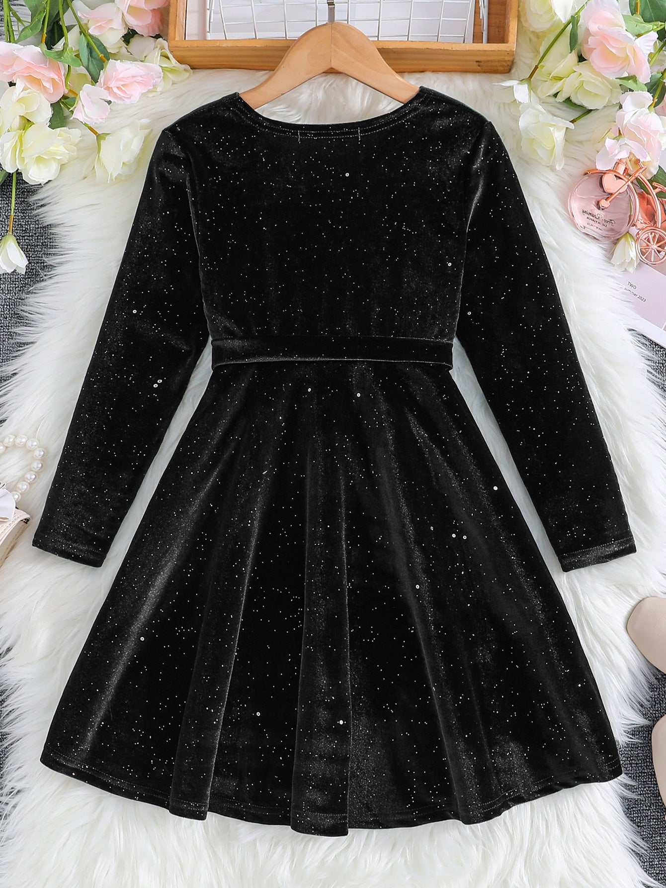 Pure Color Sequins Birthday Banquet With Children's Dress