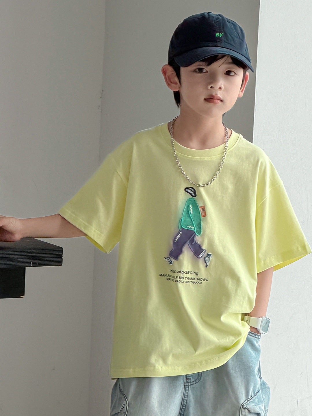 Children's Summer Loose Top Boys Medium Big Children's T-shirt
