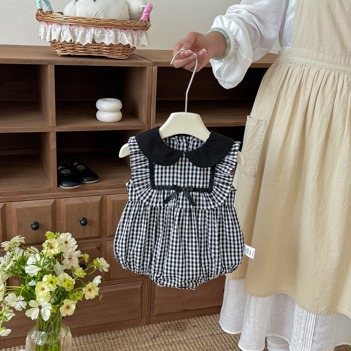 Summer Thin Clothes Sweet Polka Dot Plaid Vest Born Jumpsuit, Climbing Suit