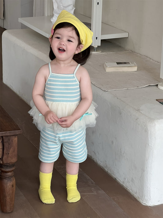 Children's Summer Two-piece Sling Thin Clothes Korean Children's Suit