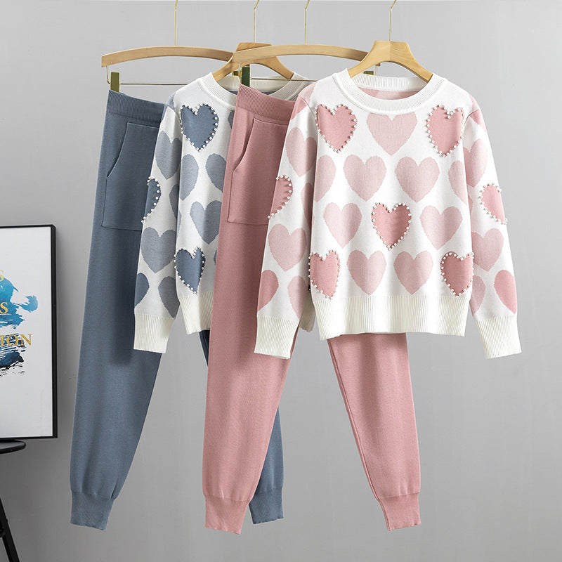 Love Beaded European Goods Female Temperament Fresh Fashion Casual Suit