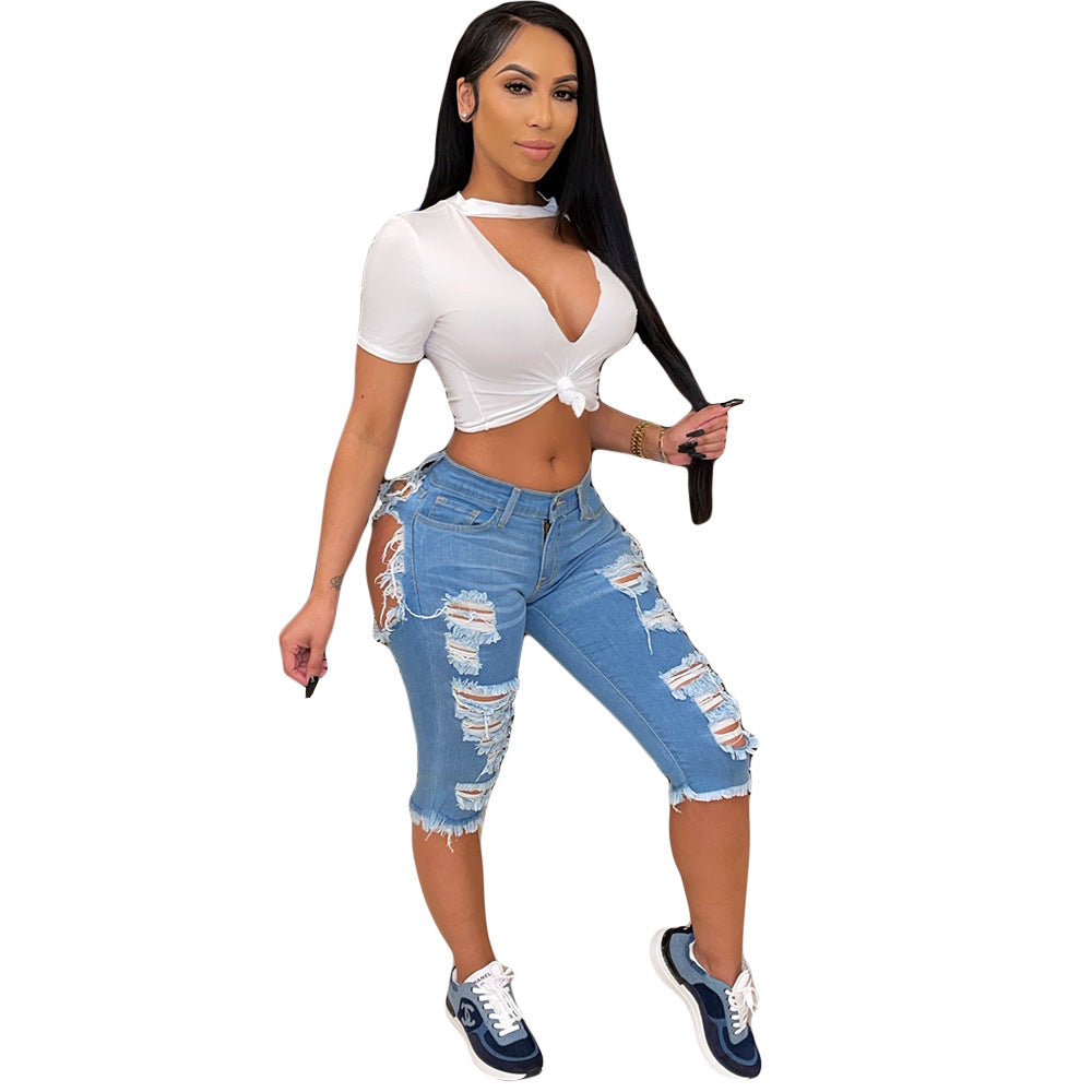 Classy Comfortable Women's High Waist Ripped Women's Jeans