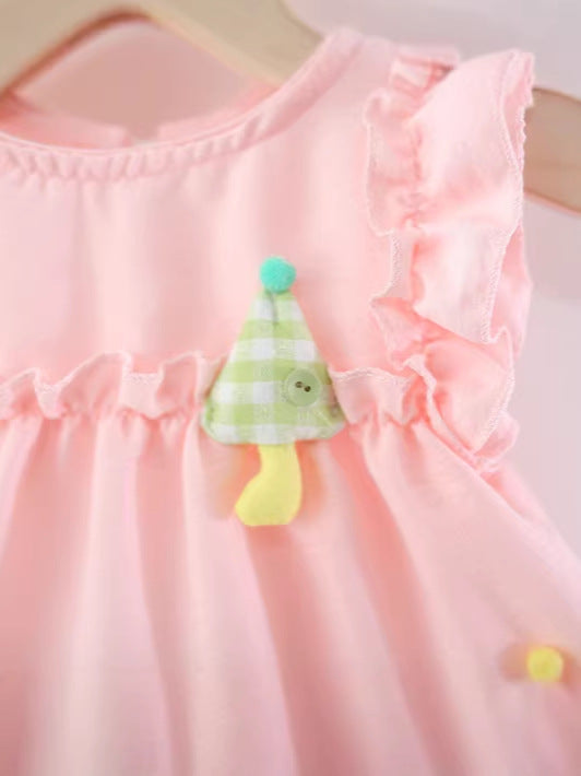 Children's One-piece Summer Sweet Cute Single Layer Cotton Vest Skirt Western Children's Dress