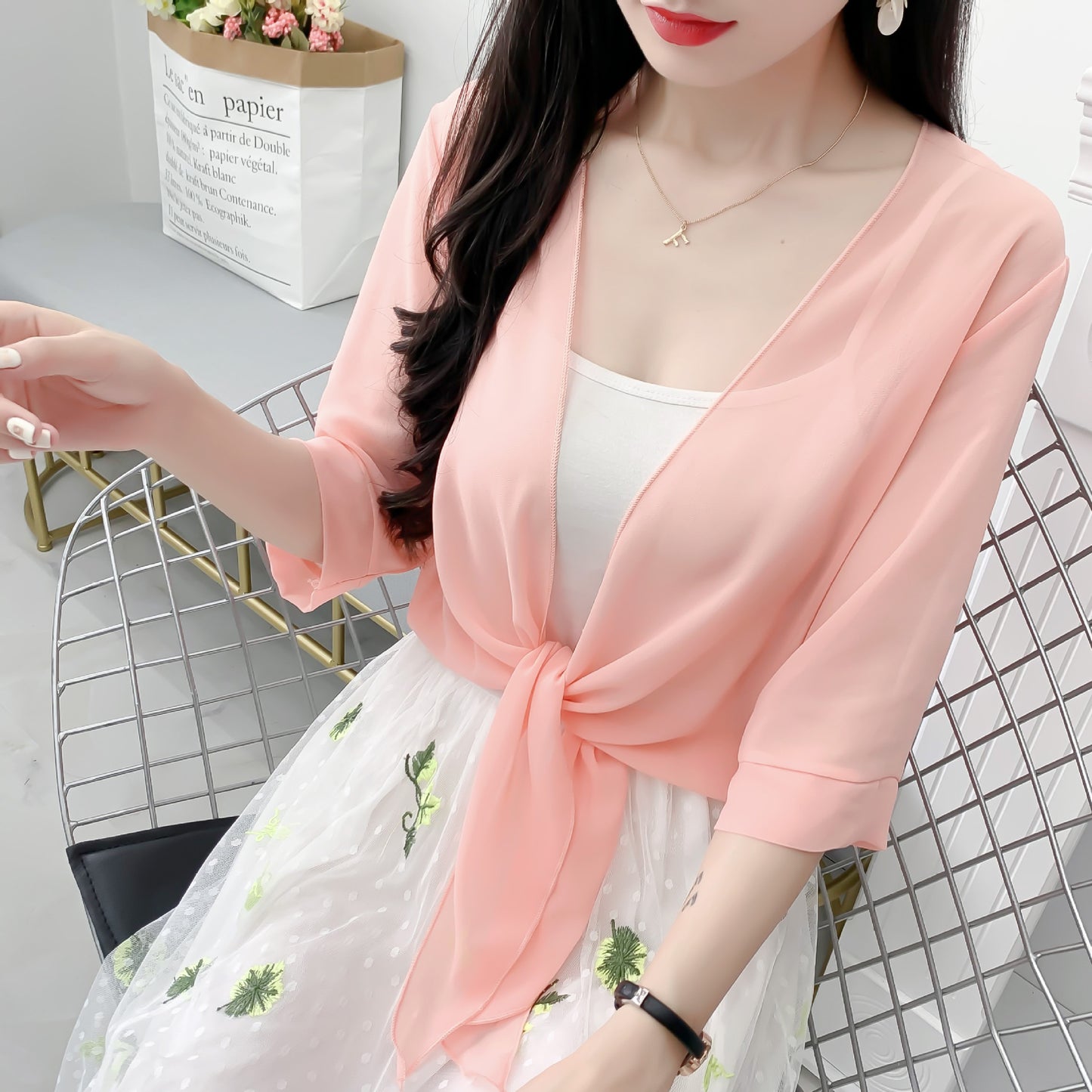 Women's Gentle Sun Protection Shawl Super Durable Lace Shirt, Chiffon Shirt