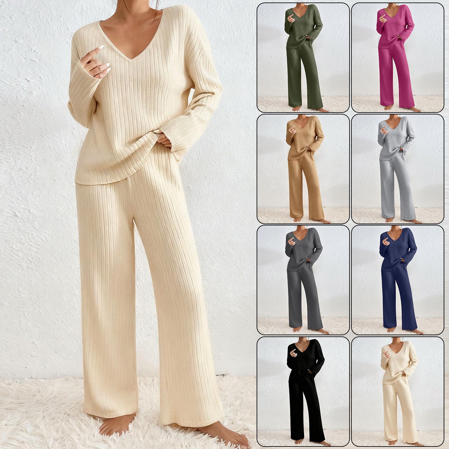 Women's Collar Loose Sunken Stripe Brushed Long Fashion Casual Suit