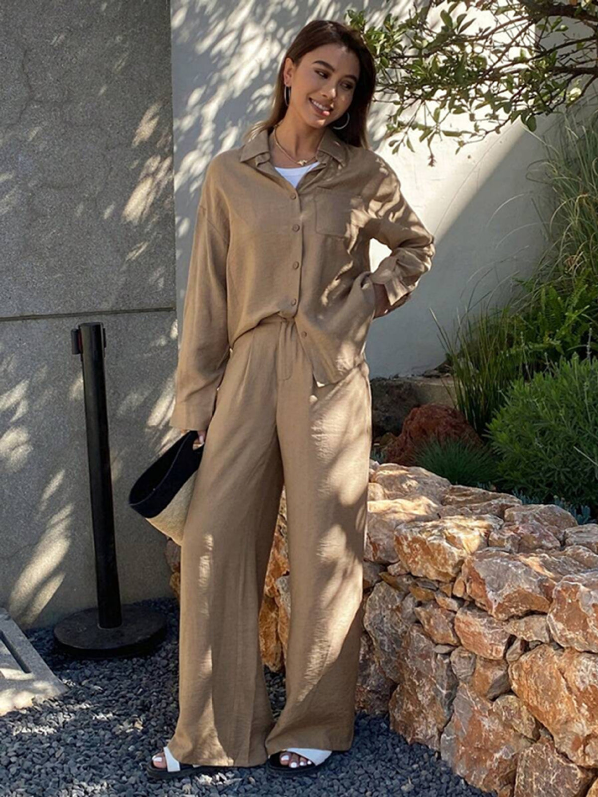 Women's Spring Button Loose Two-piece Set Suits