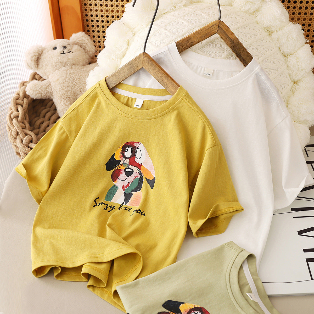 Children's Bear Clothing Summer Short-sleeved Boys Medium Children's T-shirt