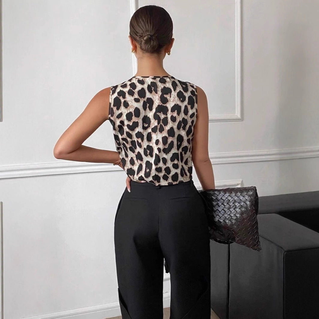 Durable Slouchy Leopard Print Sexy Hot Small Vest/suspenders/tube Top